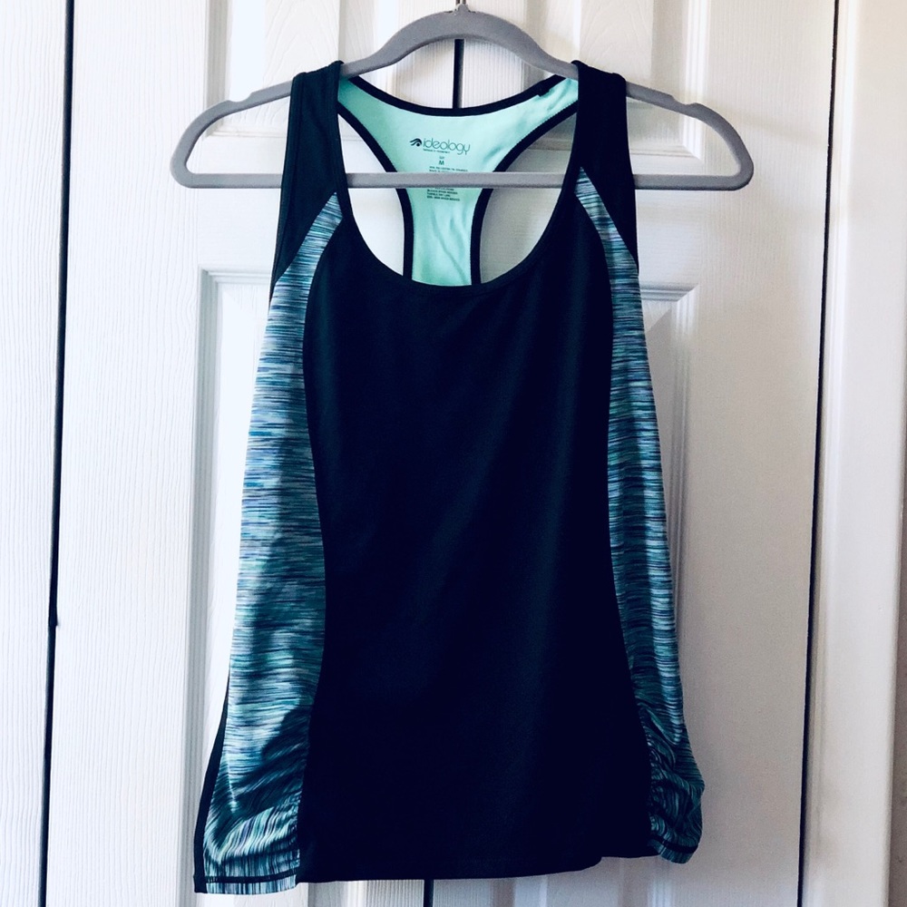 $3/25 Ideology black & teal workout racerback tank